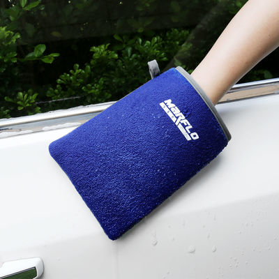 آبی سفارشی گل مصنوعی Mitt Clay Bar Wash Mitt برای مراقبت از اتومبیل پف بسته بندی شده
